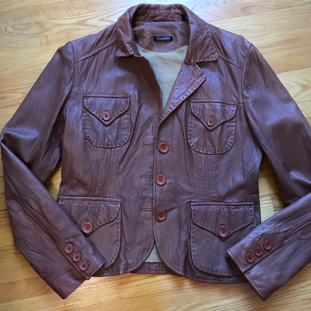 Tahari leather jacket